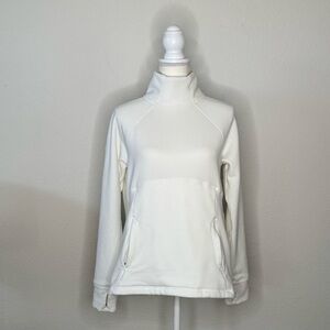 Cream High-Neck Pullover Sweatshirt